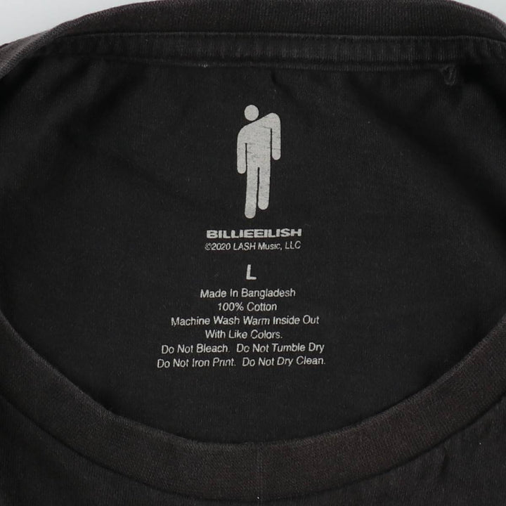 BILLIE EILISH Billie Eilish Band T-shirt Band T Men's L size cotton black type Vintage Second Hand