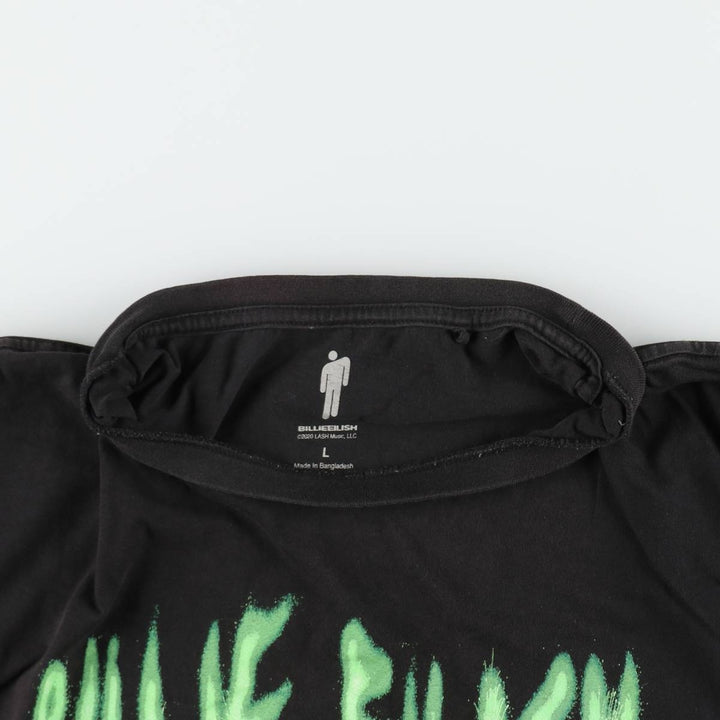 BILLIE EILISH Billie Eilish Band T-shirt Band T Men's L size cotton black type Vintage Second Hand