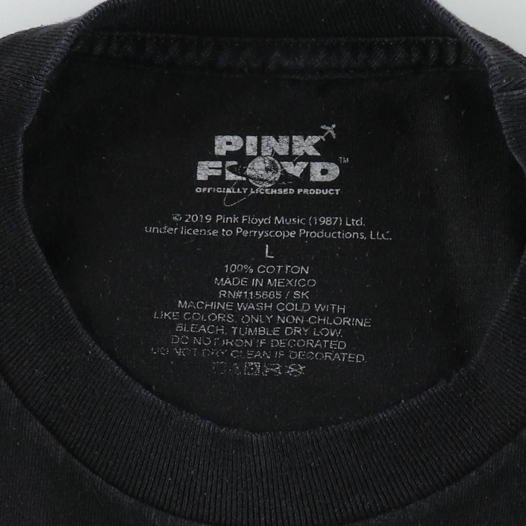 PINK FLOYD Pink Floyd Band T-shirt Band T Men's L size cotton black type Vintage Second Hand