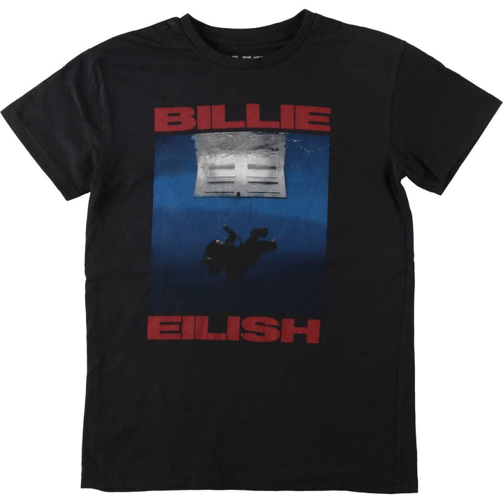 BILLIE EILISH Billie Eilish Band T-shirt Band T Men's S size cotton black type Vintage Second Hand