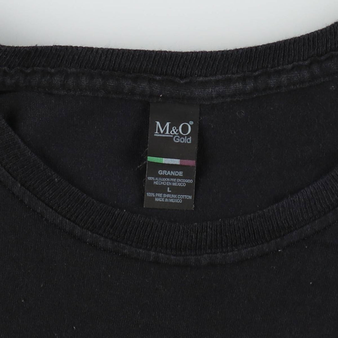 M and O Gold MEGADETH Band T-Shirt (Men's Size L) cotton black type Vintage Second Hand