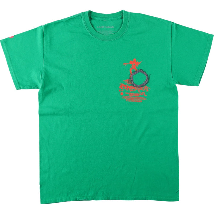 LADY GAGA band T-shirt, men's size M cotton green type Vintage Second Hand