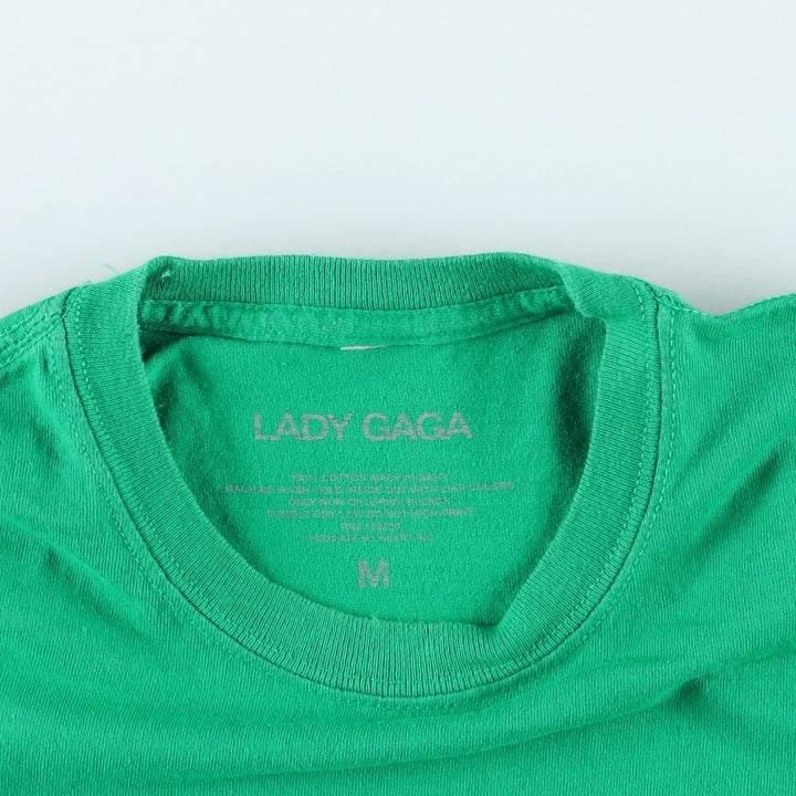 LADY GAGA band T-shirt, men's size M cotton green type Vintage Second Hand