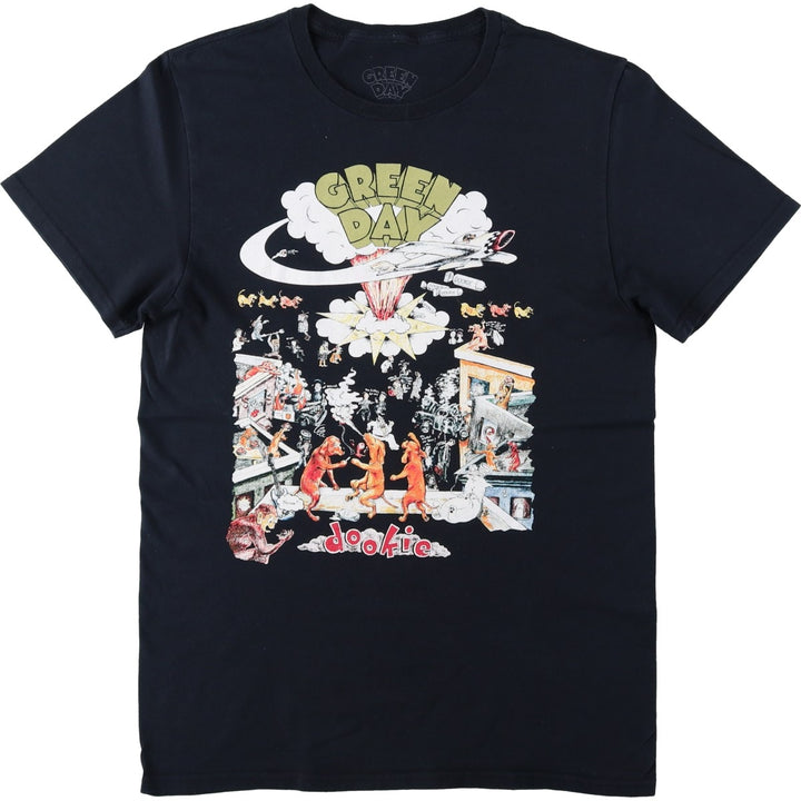 GREEN DAY Green Day Band T-shirt Band T Men's M size cotton black type Vintage Second Hand