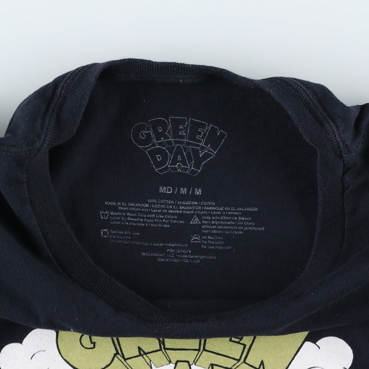 GREEN DAY Green Day Band T-shirt Band T Men's M size cotton black type Vintage Second Hand