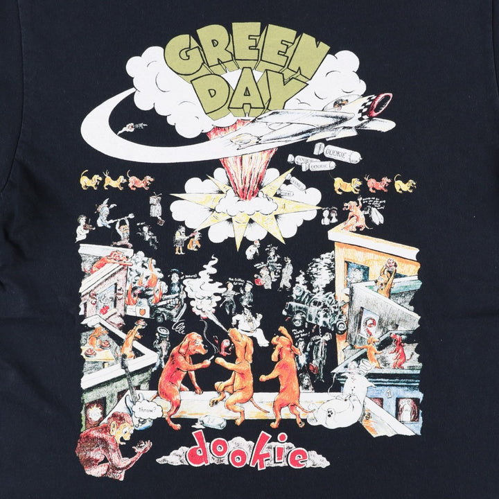GREEN DAY Green Day Band T-shirt Band T Men's M size cotton black type Vintage Second Hand