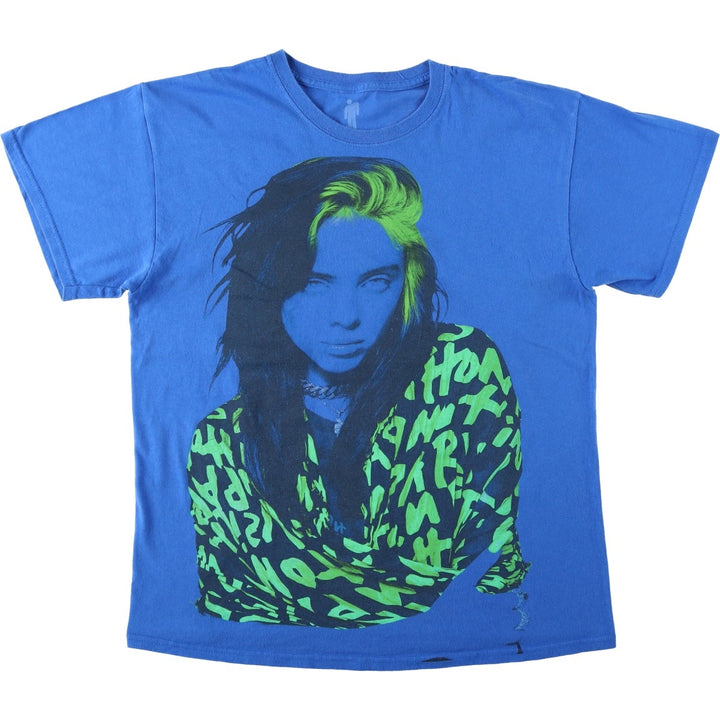 BILLIE EILISH Billie Eilish Band T-shirt Band T Men's L size cotton blue type Vintage Second Hand