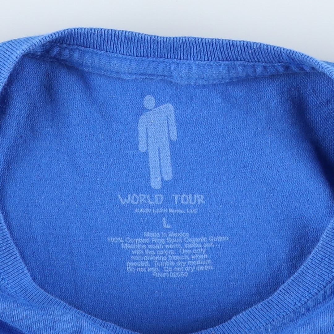 BILLIE EILISH Billie Eilish Band T-shirt Band T Men's L size cotton blue type Vintage Second Hand
