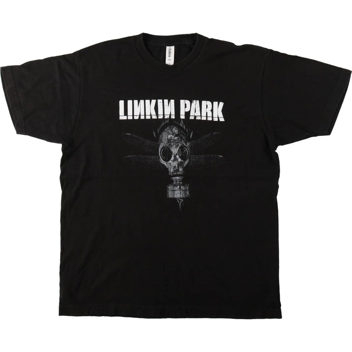 TULTEX LINKIN PARK Skull Pattern Band T-Shirt (Men's Size L) cotton black type Vintage Second Hand