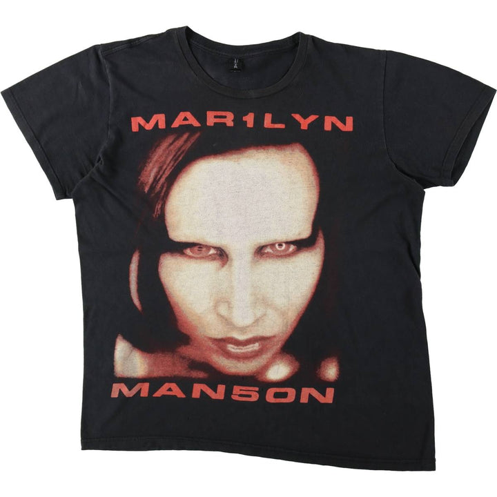 Bay Island Marilyn Manson Large Print Band T-Shirt (Men's Size M) cotton black type Vintage Second Hand