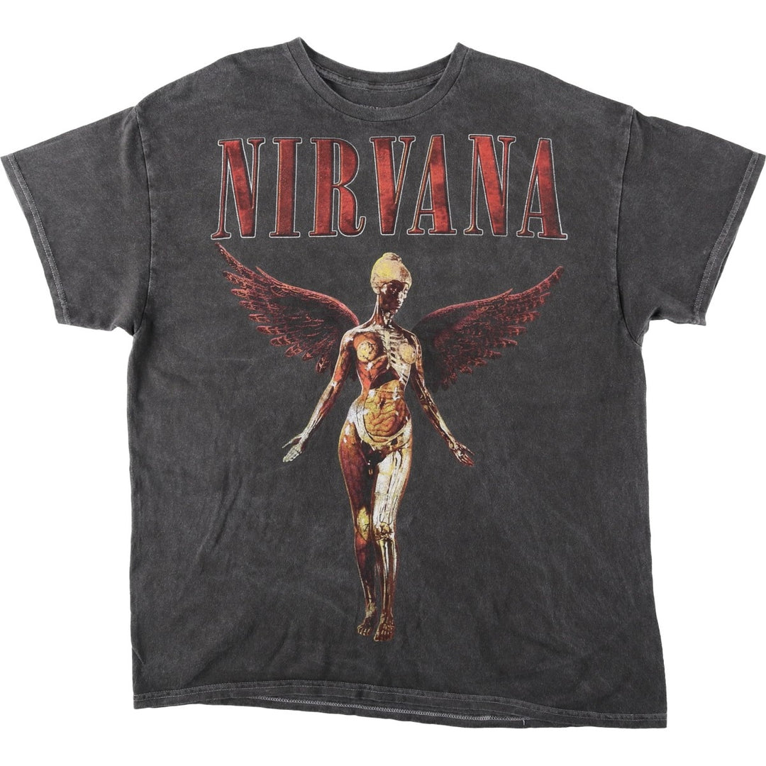 NIRVANA Nirvana Band T-shirt, Band T, Men's L size cotton Charcoal Vintage Second Hand