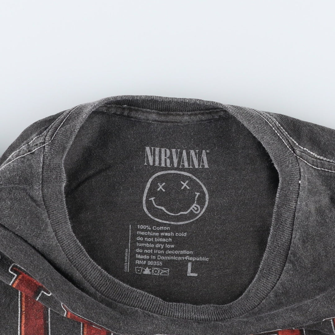 NIRVANA Nirvana Band T-shirt, Band T, Men's L size cotton Charcoal Vintage Second Hand
