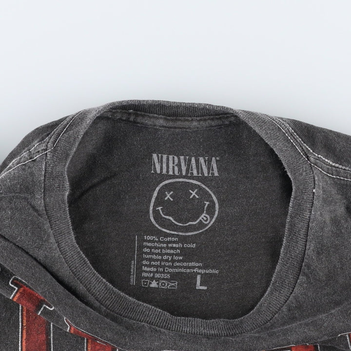 NIRVANA Nirvana Band T-shirt, Band T, Men's L size cotton Charcoal Vintage Second Hand