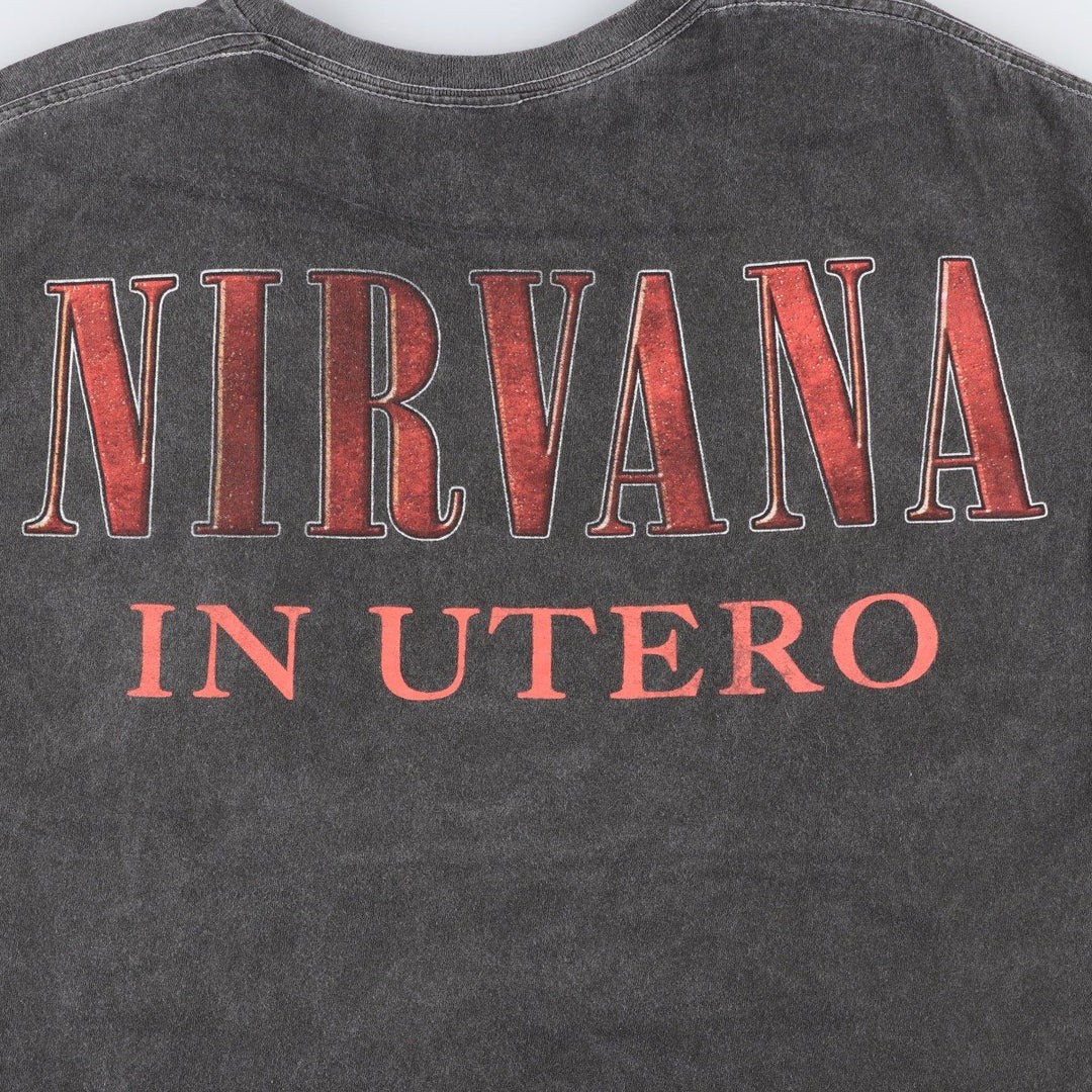 NIRVANA Nirvana Band T-shirt, Band T, Men's L size cotton Charcoal Vintage Second Hand