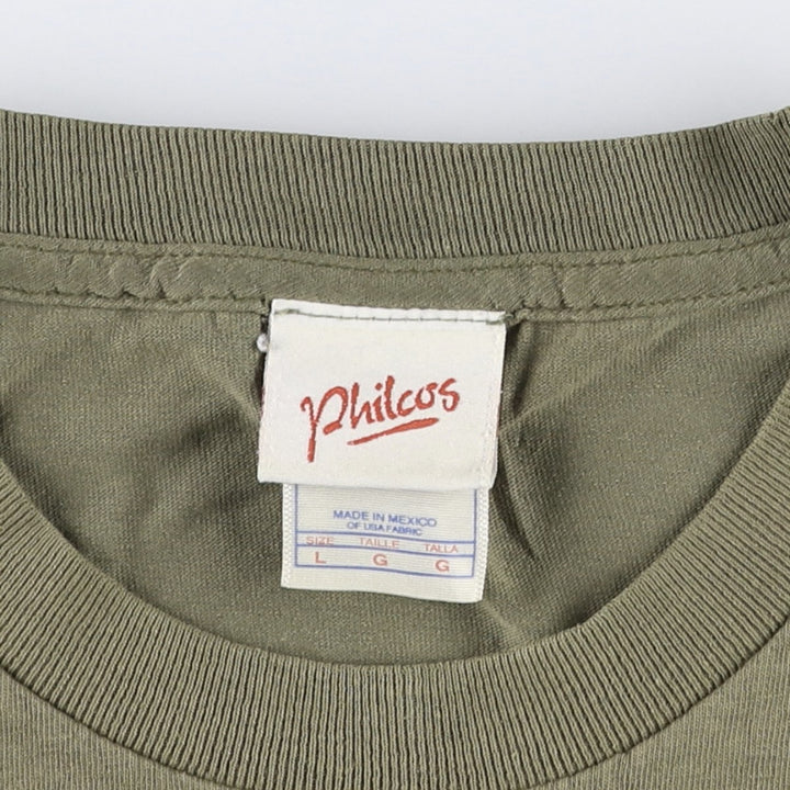 Philcos BOB MARLEY Band T-shirt (Men's size L) cotton ocher yellow type Vintage Second Hand
