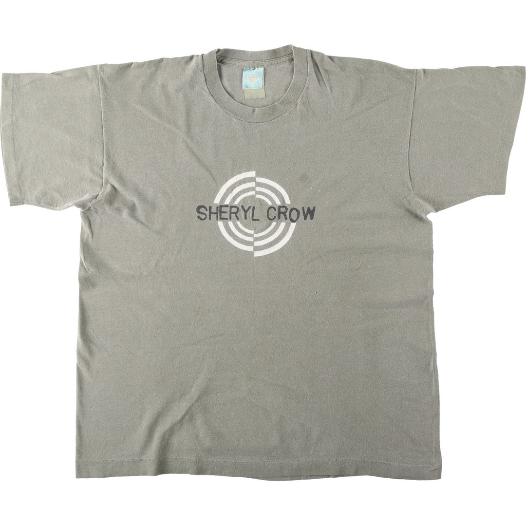 90'S Sheryl Crow band t-shirt, made in USA, men's size L equivalent. cotton Khaki type sage green Vintage Second Hand