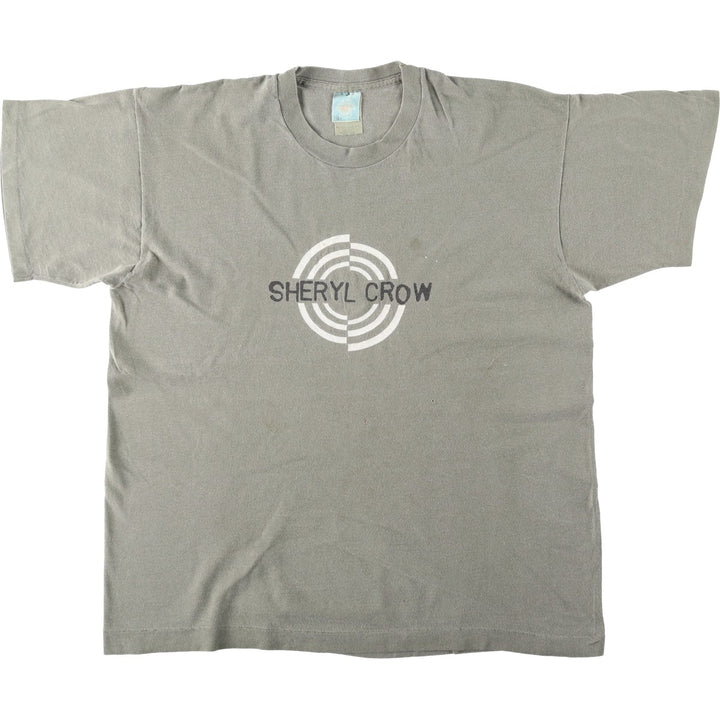 90'S Sheryl Crow band t-shirt, made in USA, men's size L equivalent. cotton Khaki type sage green Vintage Second Hand
