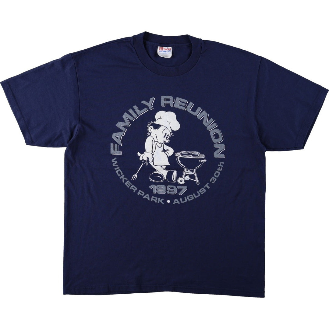 90'S Hanes HEAVYWEIGHT 50 cotton navy blue type Vintage Second Hand