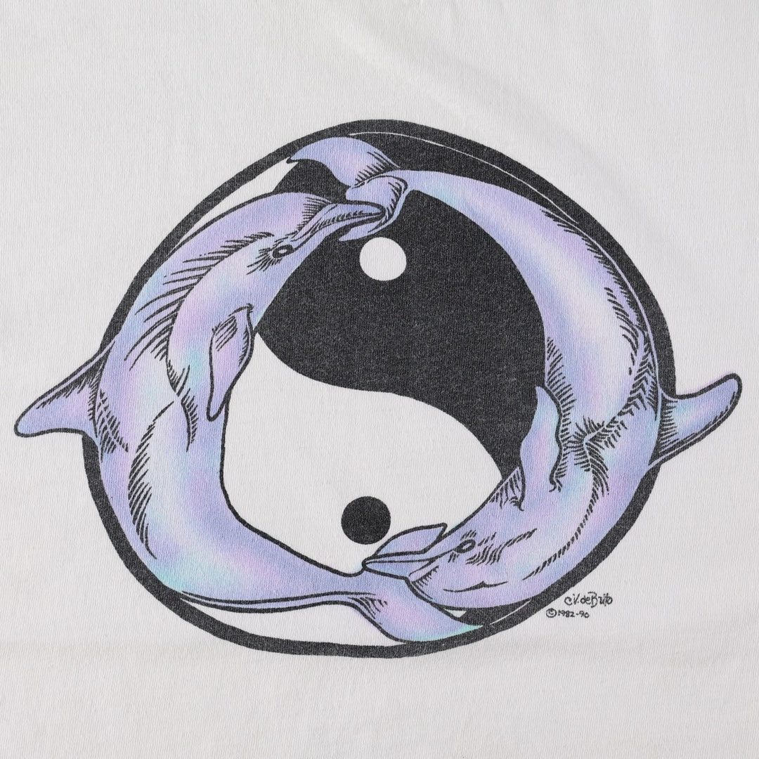 90'S Vintage Printed T-Shirt, Men's M Size unclear white type Vintage Second Hand