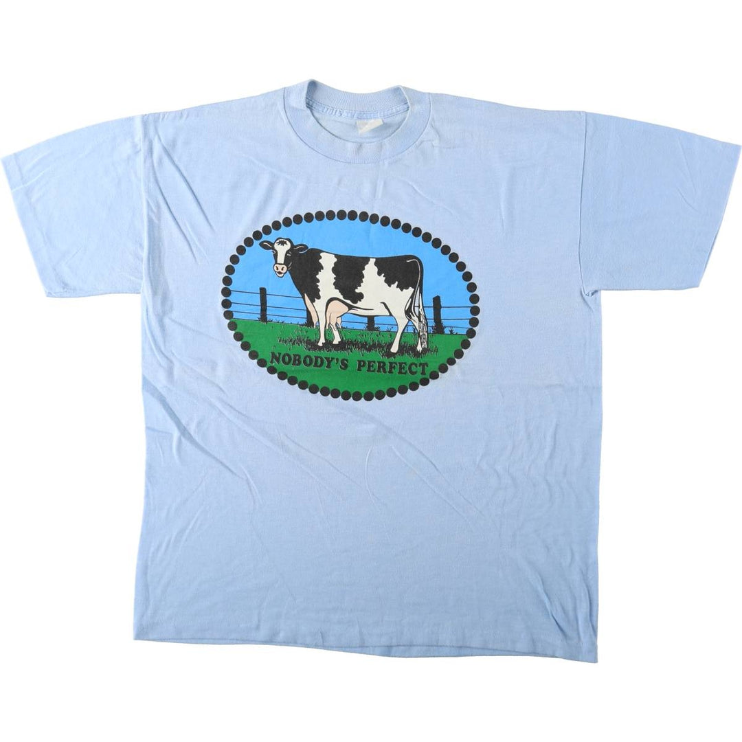 ~90'S Animal Pattern Message Print T-Shirt, Men's XL equivalent, Vintage unclear Blue type light blue Vintage Second Hand