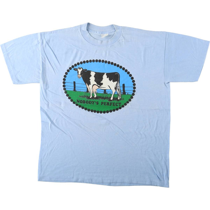 ~90'S Animal Pattern Message Print T-Shirt, Men's XL equivalent, Vintage unclear Blue type light blue Vintage Second Hand