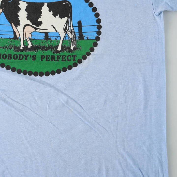 ~90'S Animal Pattern Message Print T-Shirt, Men's XL equivalent, Vintage unclear Blue type light blue Vintage Second Hand