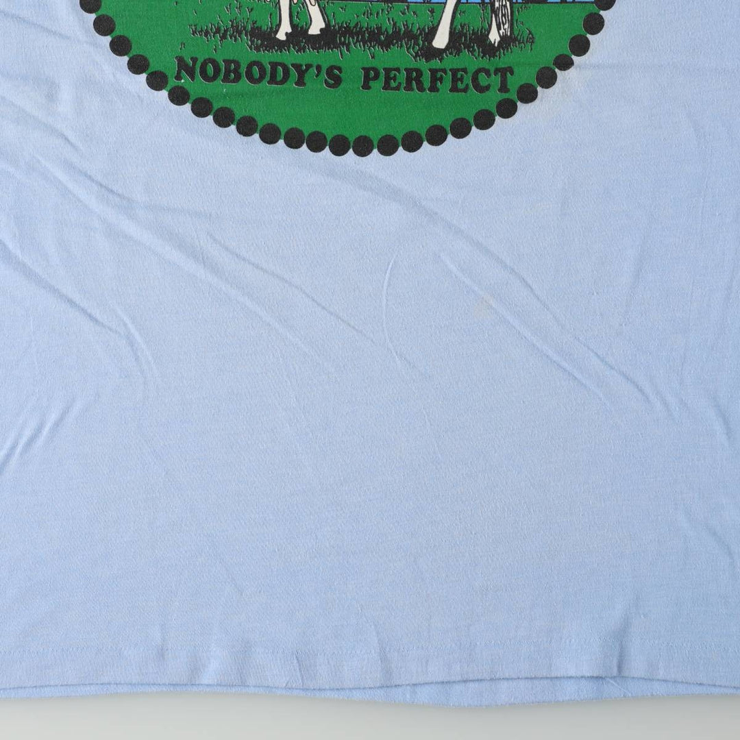 ~90'S Animal Pattern Message Print T-Shirt, Men's XL equivalent, Vintage unclear Blue type light blue Vintage Second Hand