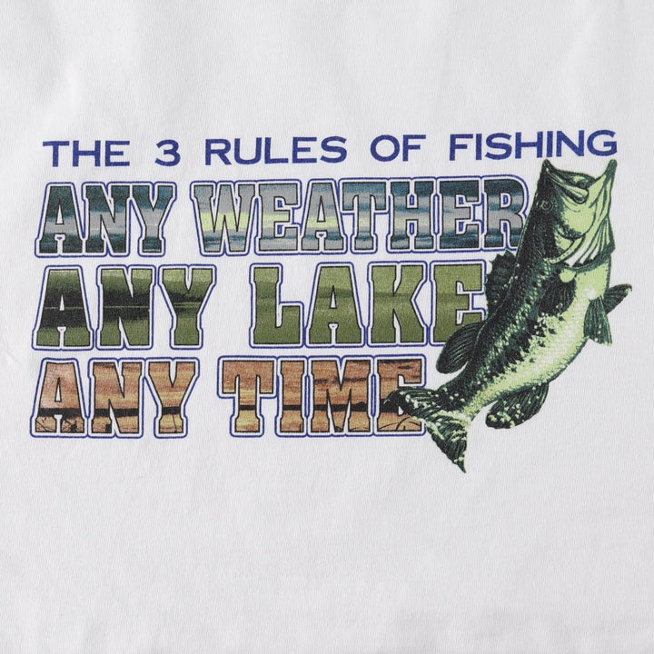90s-00'S Woolrich Fish Print Short-Sleeve T-Shirt, Made in USA, Men's Size L (Equivalent), Vintage cotton white type Vintage Second Hand