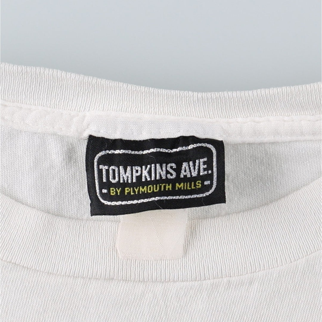 TOMPKINS AVE Animal Pattern Print T-Shirt, Made in USA, Men's XL equivalent. cotton white type Vintage Second Hand