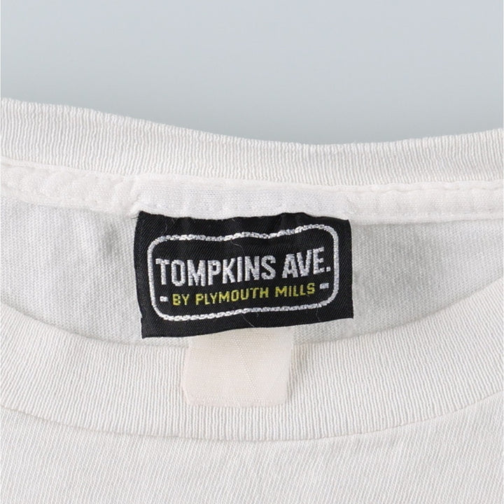 TOMPKINS AVE Animal Pattern Print T-Shirt, Made in USA, Men's XL equivalent. cotton white type Vintage Second Hand