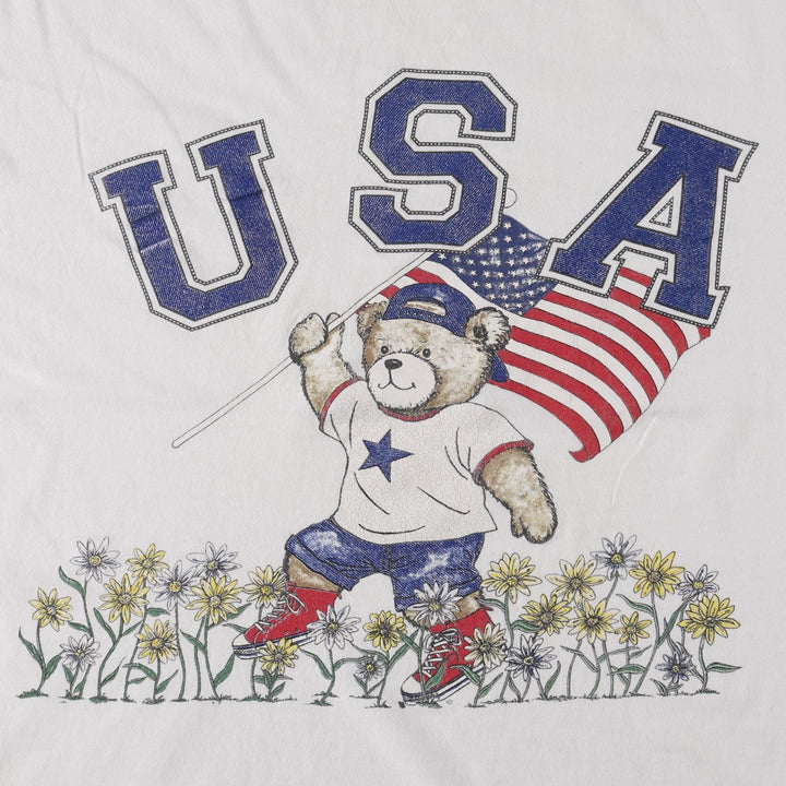 TOMPKINS AVE Animal Pattern Print T-Shirt, Made in USA, Men's XL equivalent. cotton white type Vintage Second Hand