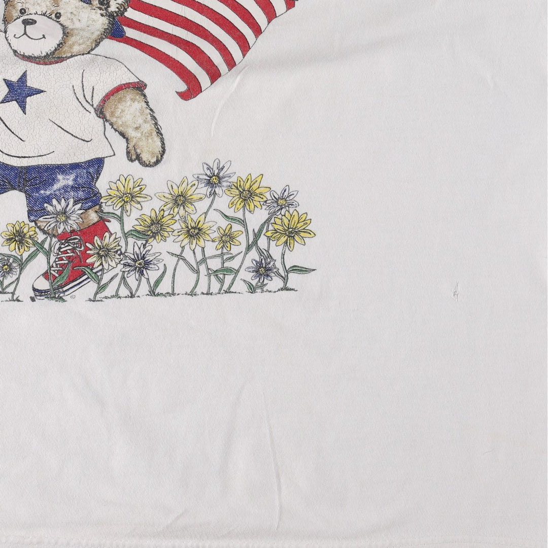 TOMPKINS AVE Animal Pattern Print T-Shirt, Made in USA, Men's XL equivalent. cotton white type Vintage Second Hand