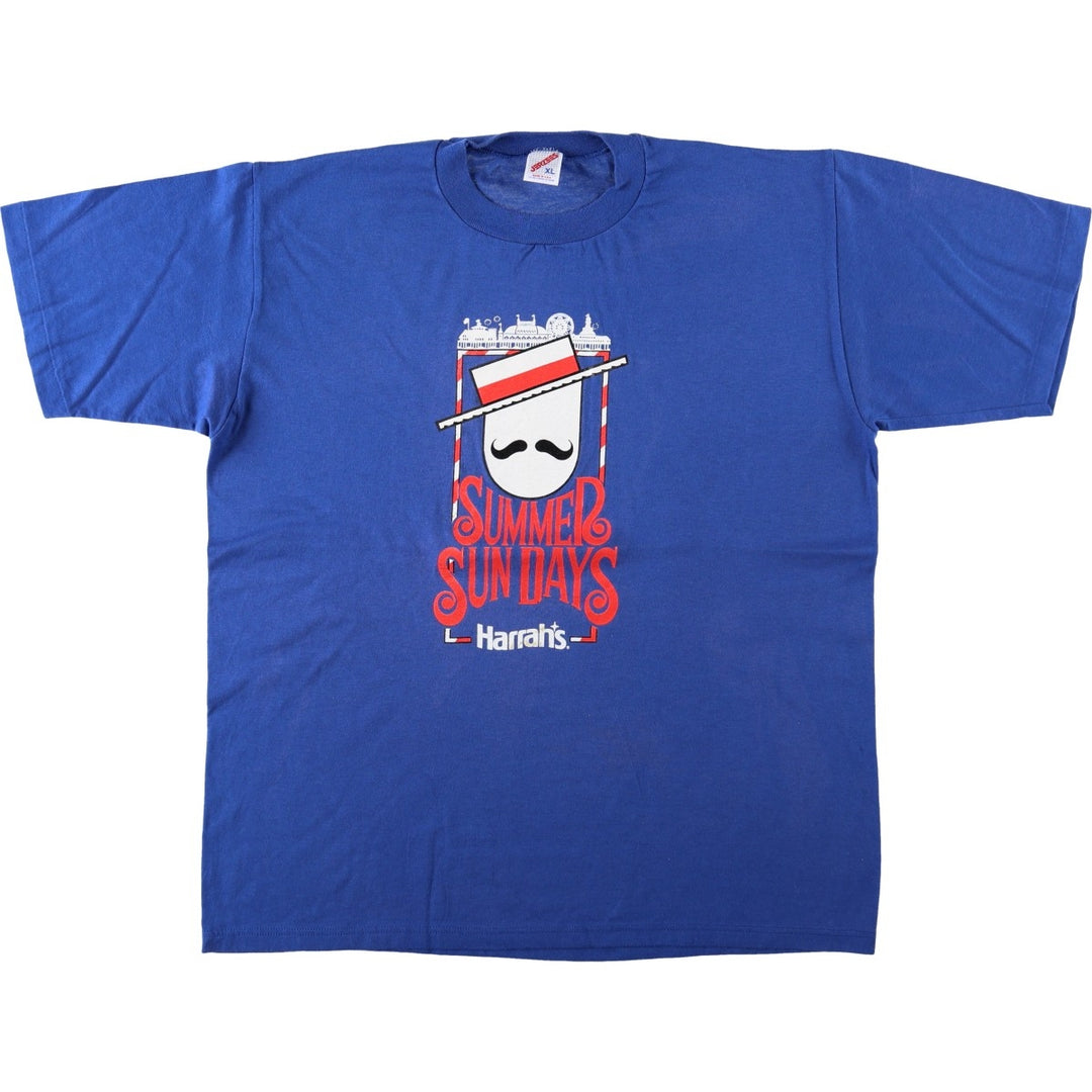 80s-90'S Jerzees Advertising T-Shirt, Made in USA, Men's XL equivalent, Vintage cotton blue type Vintage Second Hand