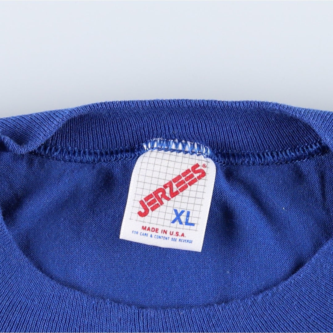 80s-90'S Jerzees Advertising T-Shirt, Made in USA, Men's XL equivalent, Vintage cotton blue type Vintage Second Hand