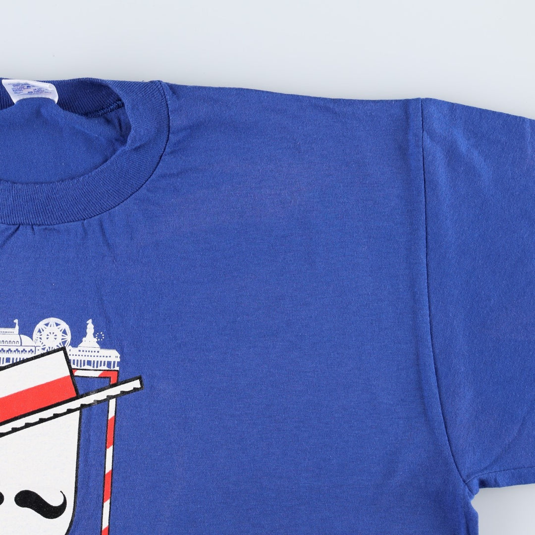 80s-90'S Jerzees Advertising T-Shirt, Made in USA, Men's XL equivalent, Vintage cotton blue type Vintage Second Hand