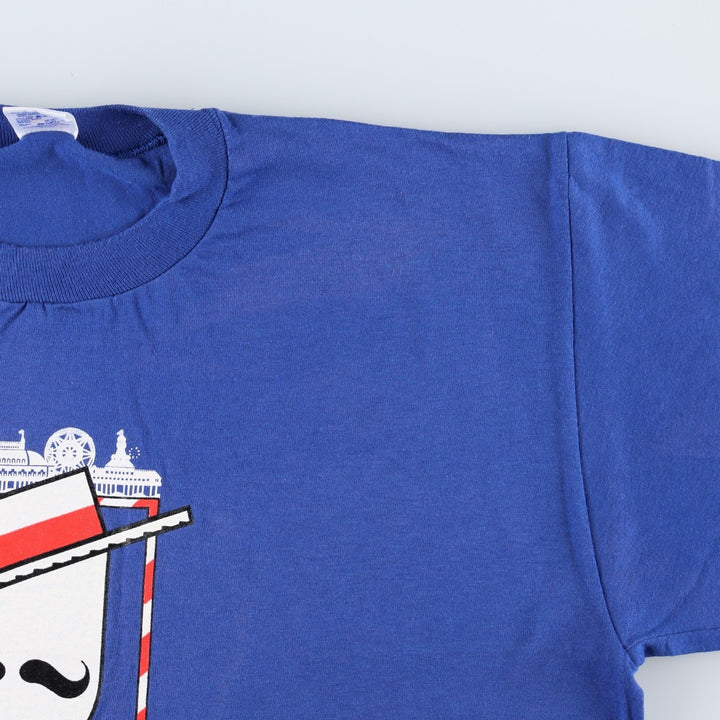 80s-90'S Jerzees Advertising T-Shirt, Made in USA, Men's XL equivalent, Vintage cotton blue type Vintage Second Hand