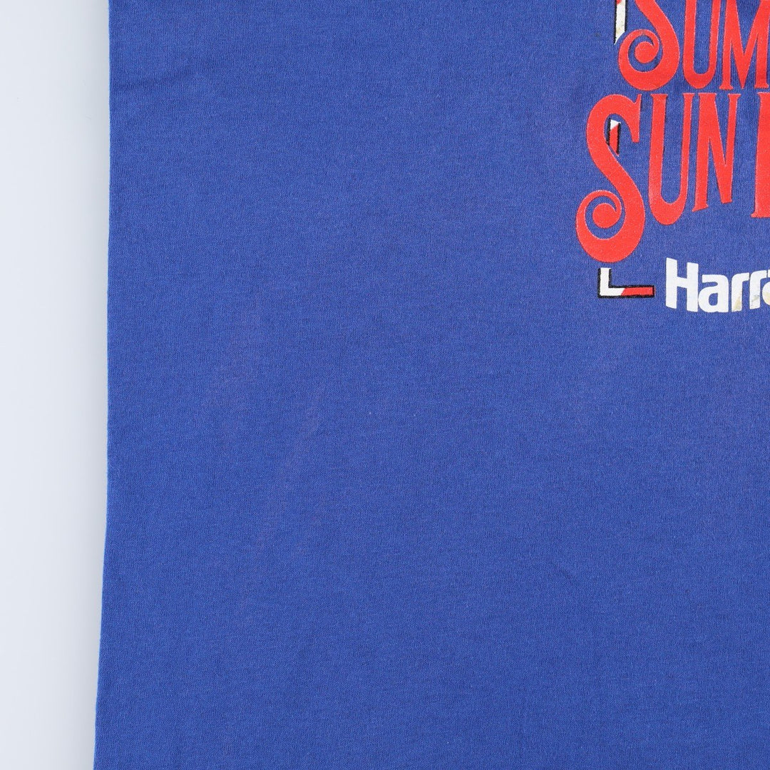 80s-90'S Jerzees Advertising T-Shirt, Made in USA, Men's XL equivalent, Vintage cotton blue type Vintage Second Hand