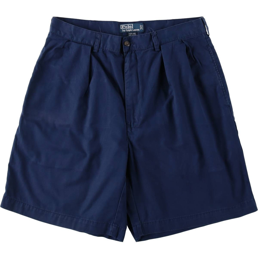 Ralph Lauren POLO by Ralph Lauren TYLER SHORT Two-pleat chino shorts, short pants, men's size W34 cotton navy blue type Vintage Second Hand