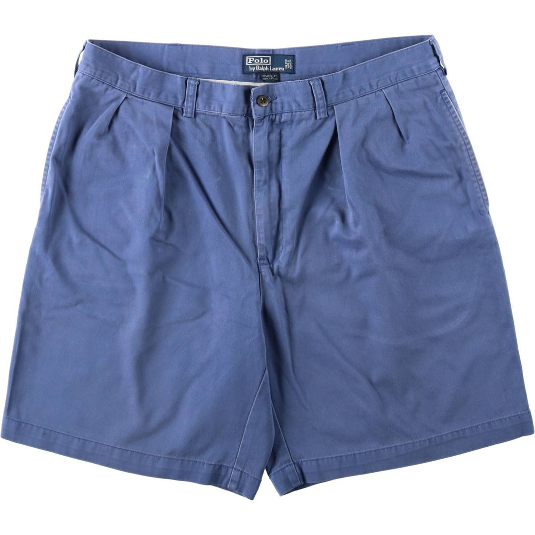 Ralph Lauren POLO by Ralph Lauren TYLER SHORT Two-pleat chino shorts, short pants, men's size W37 cotton blue type Vintage Second Hand