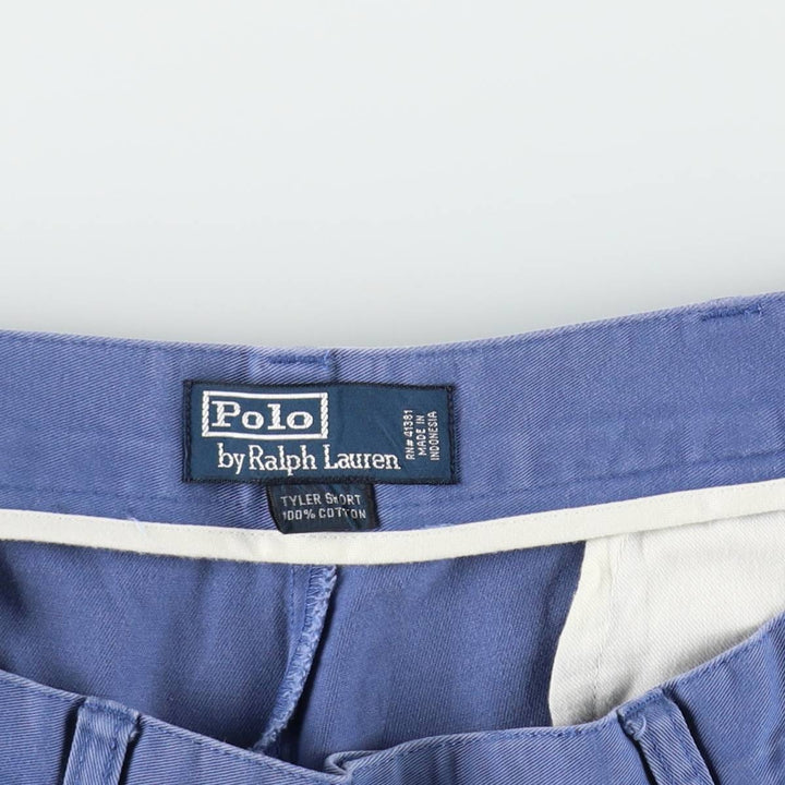 Ralph Lauren POLO by Ralph Lauren TYLER SHORT Two-pleat chino shorts, short pants, men's size W37 cotton blue type Vintage Second Hand