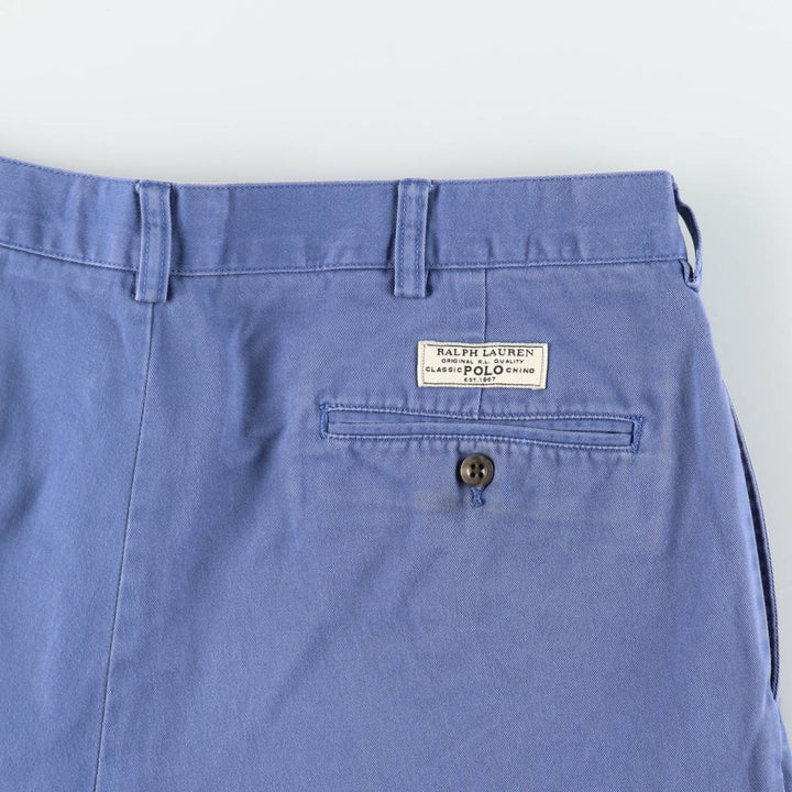 Ralph Lauren POLO by Ralph Lauren TYLER SHORT Two-pleat chino shorts, short pants, men's size W37 cotton blue type Vintage Second Hand