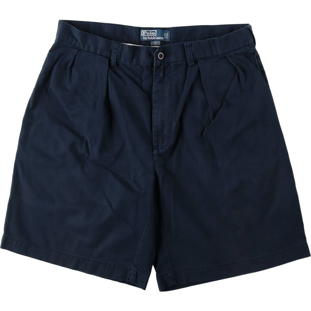 Ralph Lauren POLO by Ralph Lauren TYLER SHORT Two-pleat chino shorts, short pants, men's size W34 cotton navy blue type Vintage Second Hand