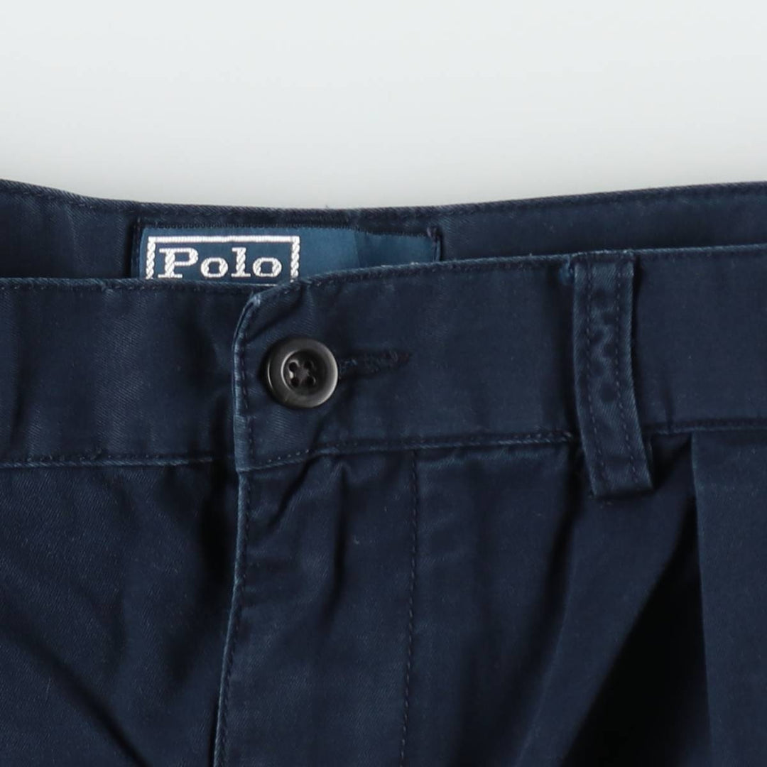 Ralph Lauren POLO by Ralph Lauren TYLER SHORT Two-pleat chino shorts, short pants, men's size W34 cotton navy blue type Vintage Second Hand