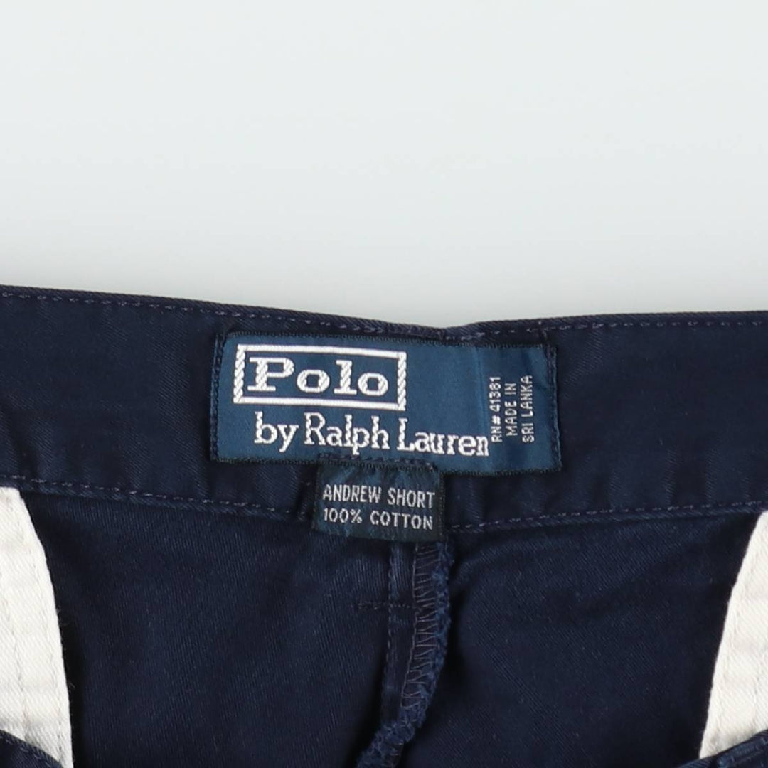 Ralph Lauren POLO by Ralph Lauren ANDREW SHORT Two-pleat chino shorts, short pants, men's size W35 cotton navy blue type Vintage Second Hand