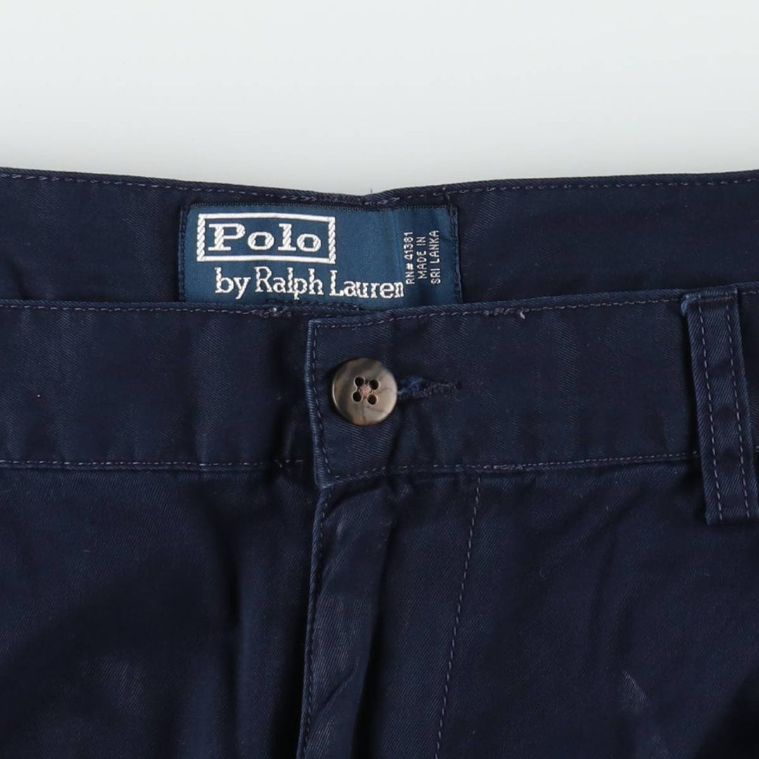 Ralph Lauren POLO by Ralph Lauren ANDREW SHORT Two-pleat chino shorts, short pants, men's size W35 cotton navy blue type Vintage Second Hand