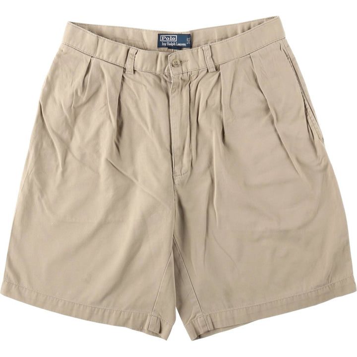 Ralph Lauren POLO by Ralph Lauren TYLER SHORT Two-pleat chino shorts, short pants, men's size W32 cotton Beige type Vintage Second Hand