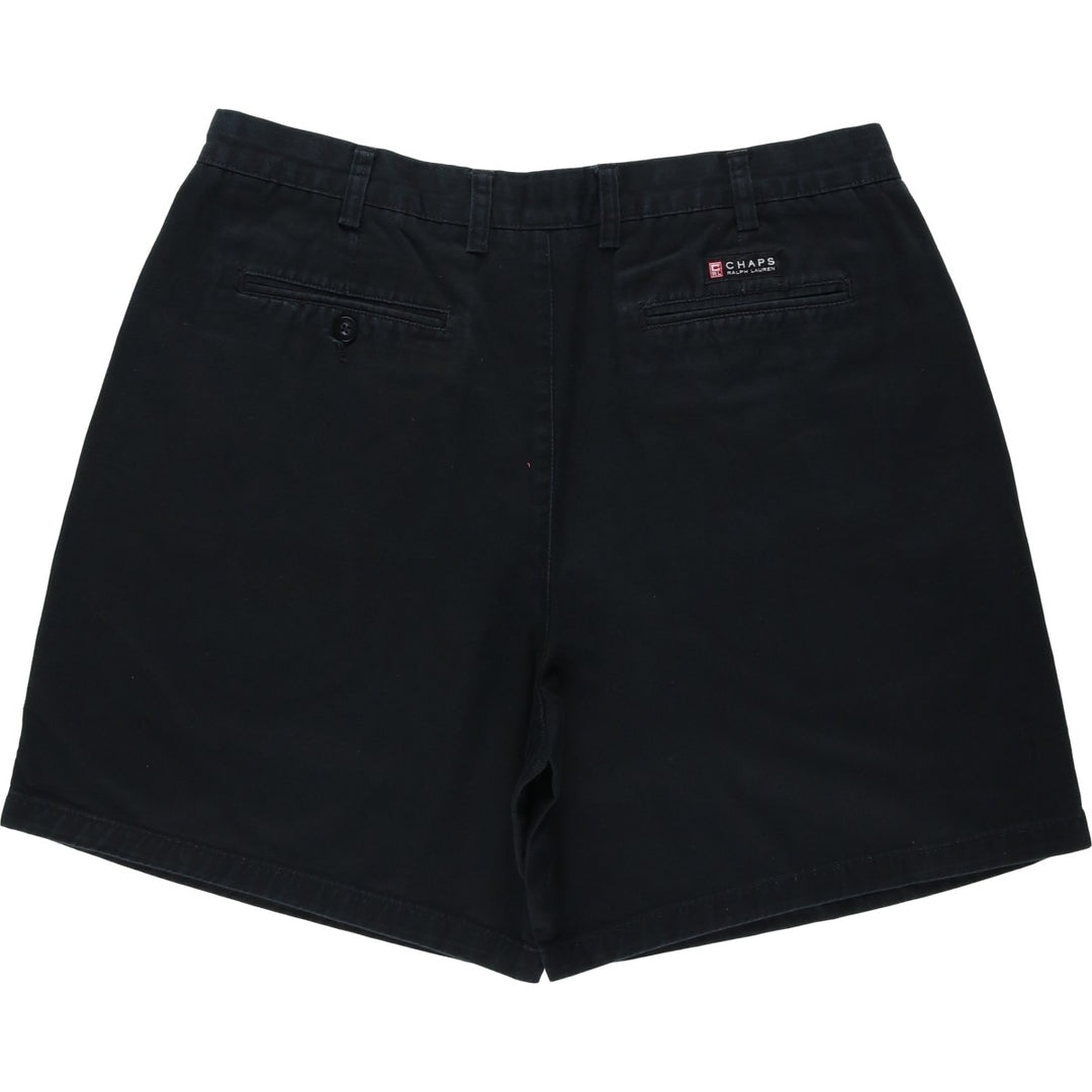 Ralph Lauren CHAPS Two-Pleat Chino Shorts, Men's Size W36 (approx.) cotton black type Vintage Second Hand