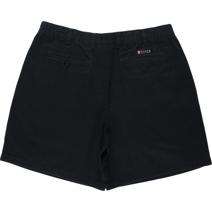 Ralph Lauren CHAPS Two-Pleat Chino Shorts, Men's Size W36 (approx.) cotton black type Vintage Second Hand