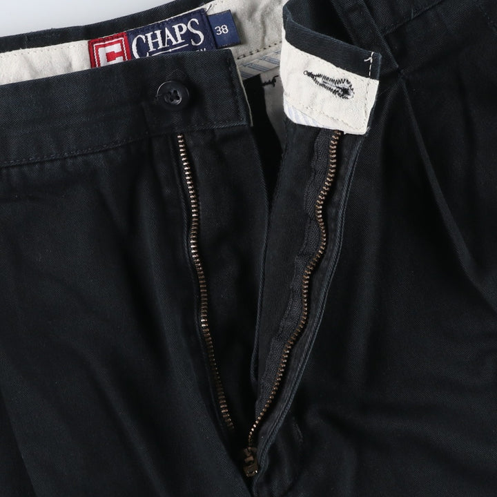 Ralph Lauren CHAPS Two-Pleat Chino Shorts, Men's Size W36 (approx.) cotton black type Vintage Second Hand