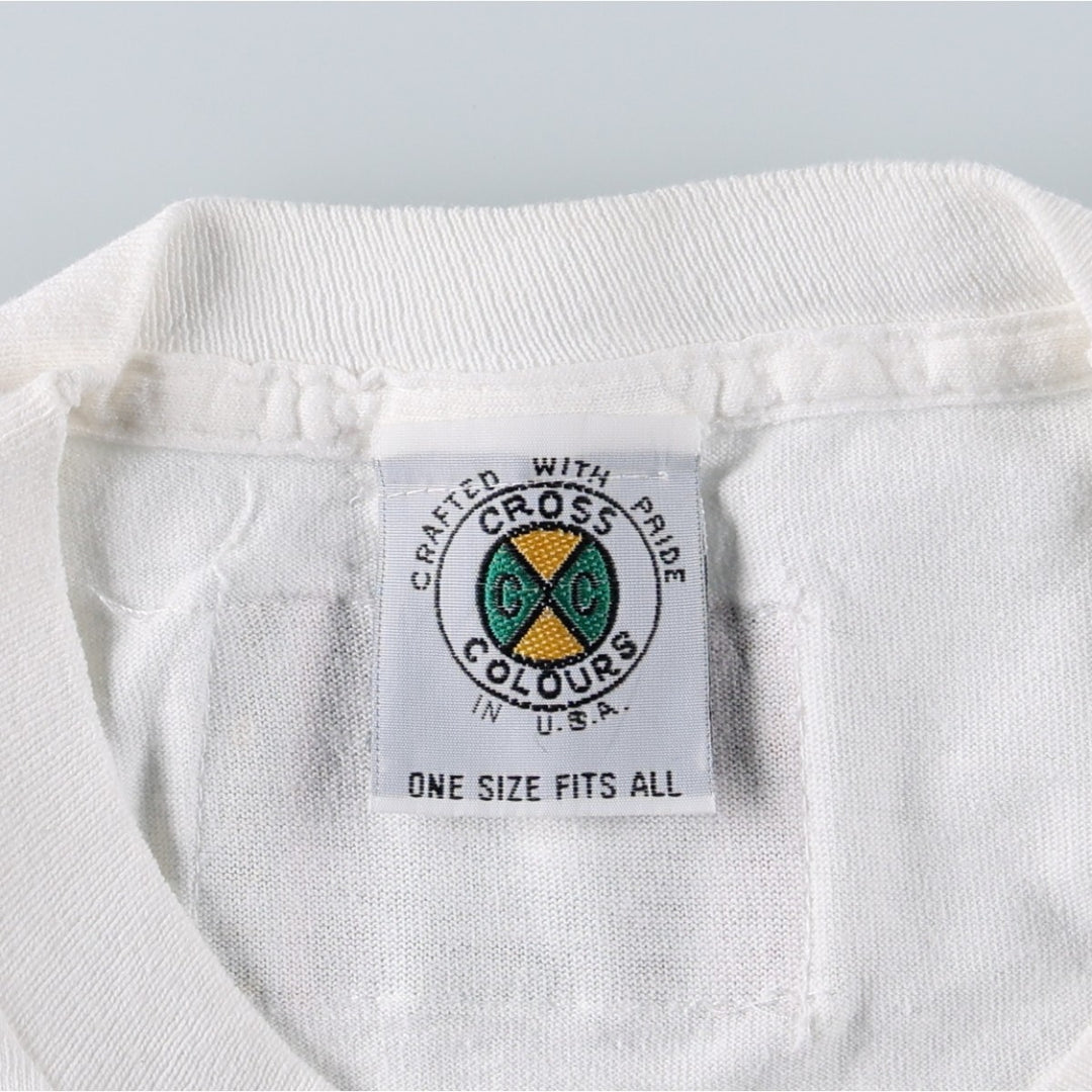 90'S Cross Colours Short-Sleeve Printed T-Shirt, Made in USA, Men's Size XL (Equivalent), Vintage cotton white type Vintage Second Hand